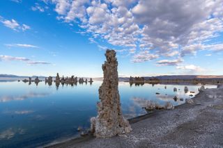 Lake Mono in California has so much salt, pillars are built over time.