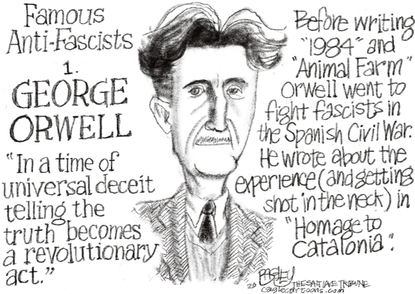 Editorial Cartoon World George Orwell anti fascists