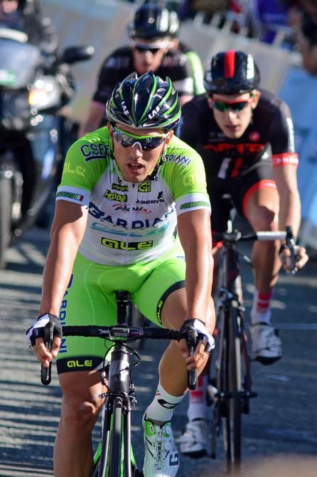 Sonny Colbrelli (Bardiani-CSF) leads the day's long breakaway