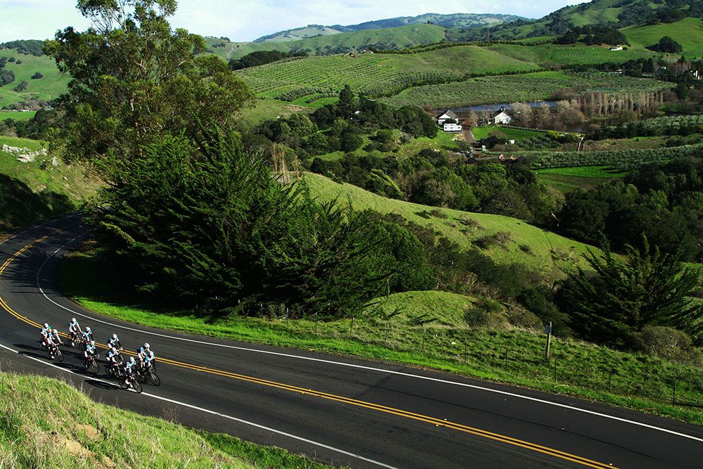 The Airgas-Safeway team doing some hard mile in Northern California during the training camp.