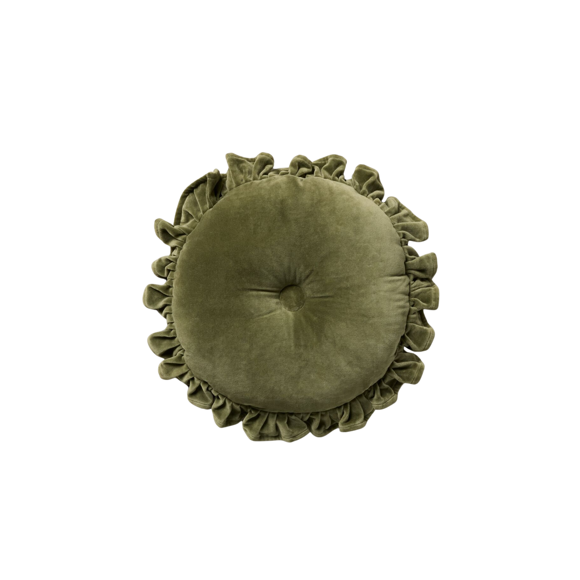 a green velvet round pillow