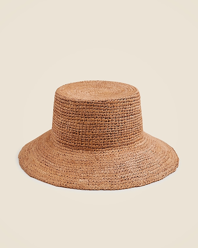 Wide-Brim Raffia Bucket Hat