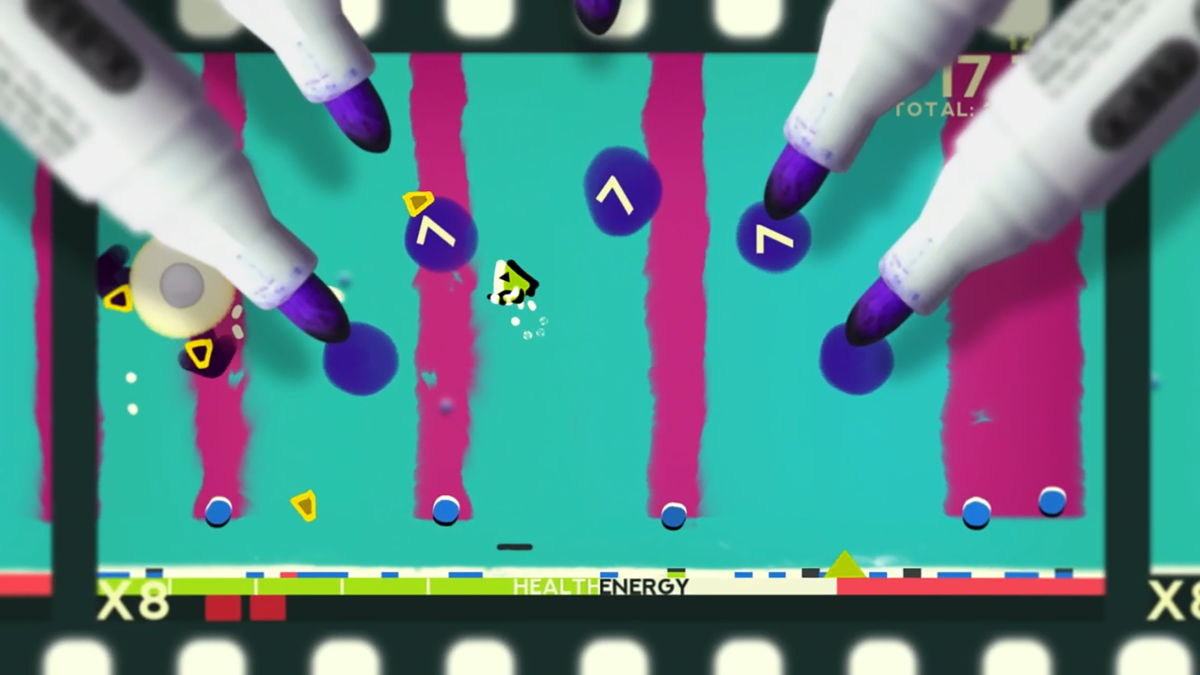 Screenshot from artistic bullet hell indie game ZOE Begone!