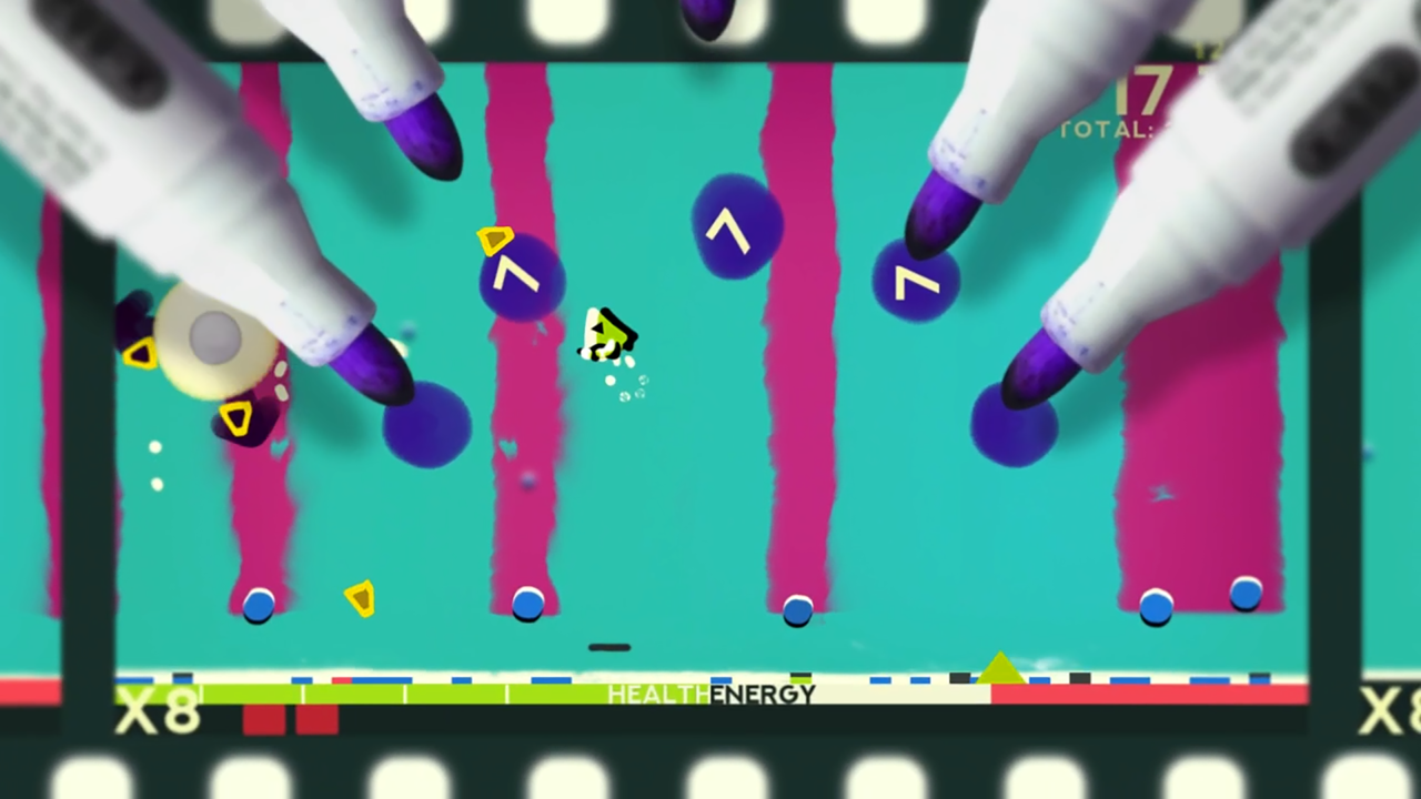 Screenshot from artistic bullet hell indie game ZOE Begone!