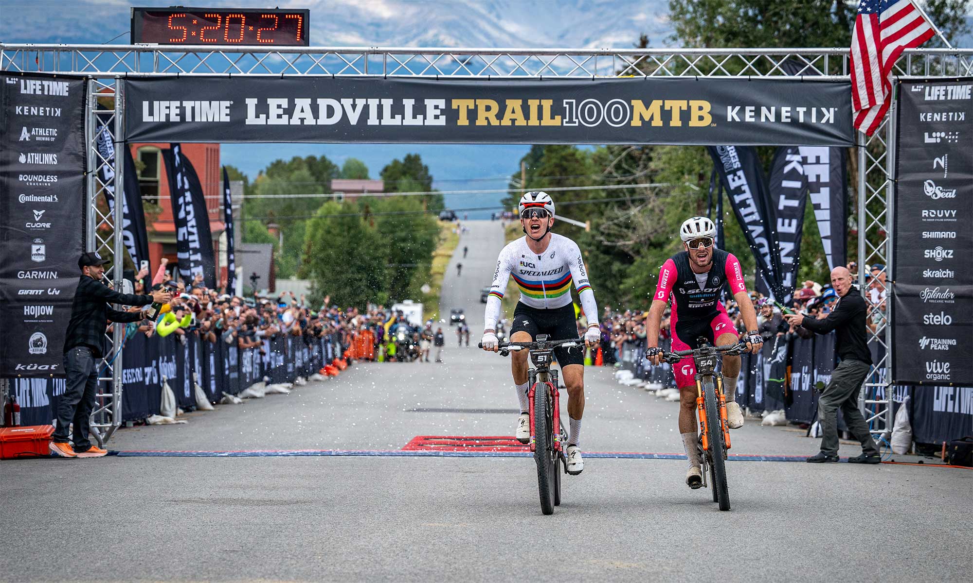 Riders cross the finish line at Leadville 100 2026