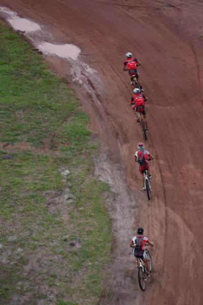 A rare stretch of dry road on the final day