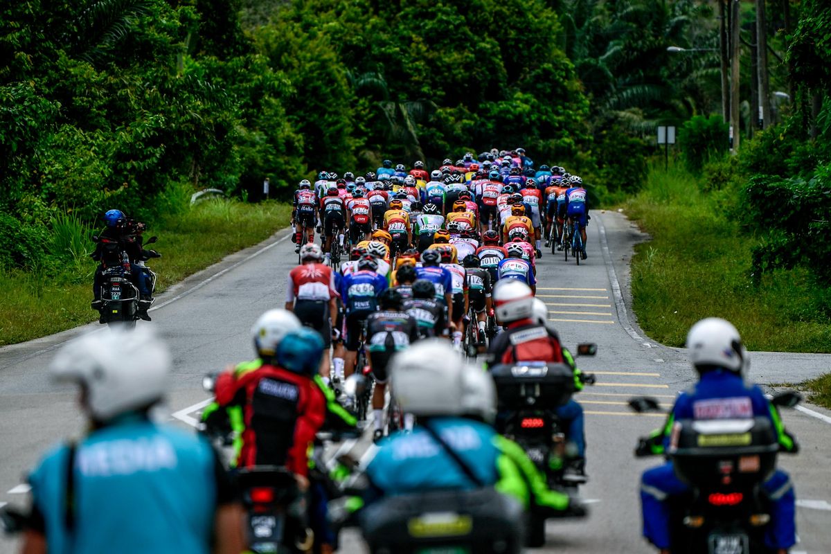 The peloton on stage 1 of Petronas Le Tour de Langkawi 2022