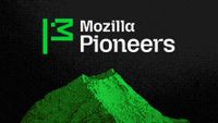 A Mozilla Pioneers green mountain on a black background.