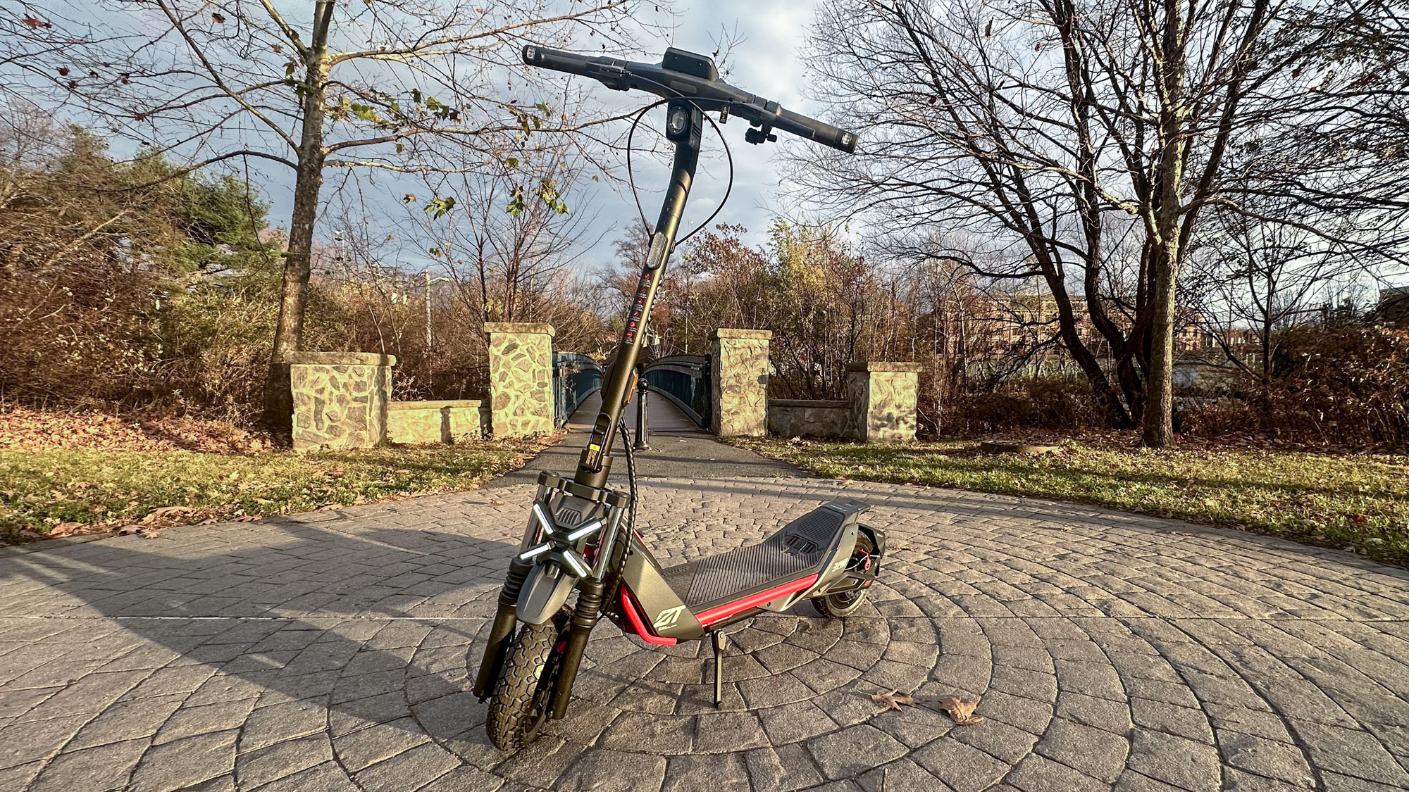 Segway Kickscooter ZT3 Pro parked on sidewalk