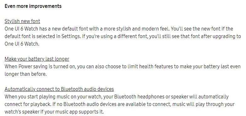 Additional patch notes detailing UI changes in the One UI 6 Watch beta.