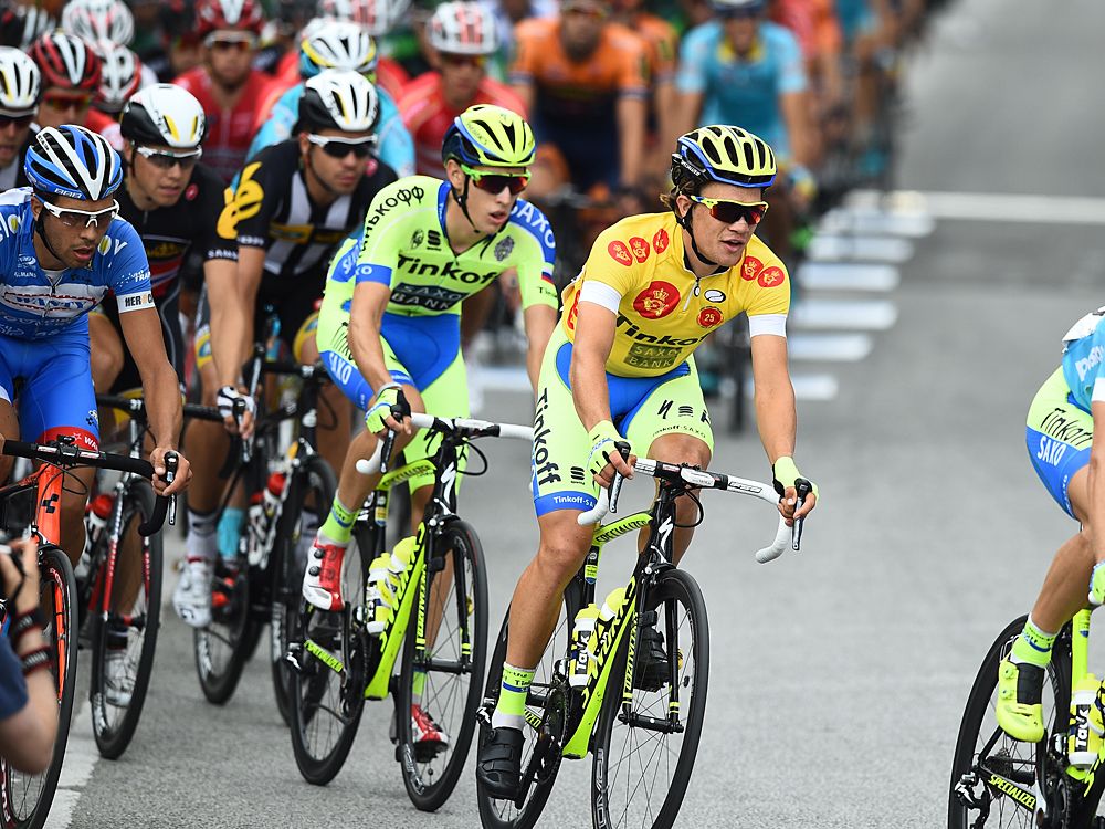 Chris Juul-Jensen (Tinkoff-Saxo) in the yellow jersey