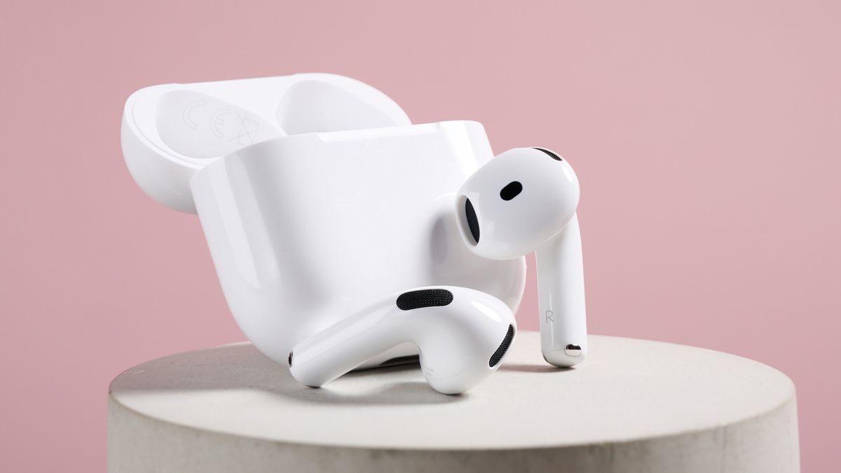 AirPods 4 with Active Noise Cancellation earbuds next to their case