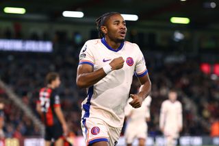 BOURNEMOUTH, ENGLAND - SEPTEMBER 14: Christopher Nkunku of Chelsea celebrates scoring the winning goal during the Premier League match between AFC Bournemouth and Chelsea FC at Vitality Stadium on September 14, 2024 in Bournemouth, England. (Photo by Jacques Feeney/Offside/Offside via Getty Images)