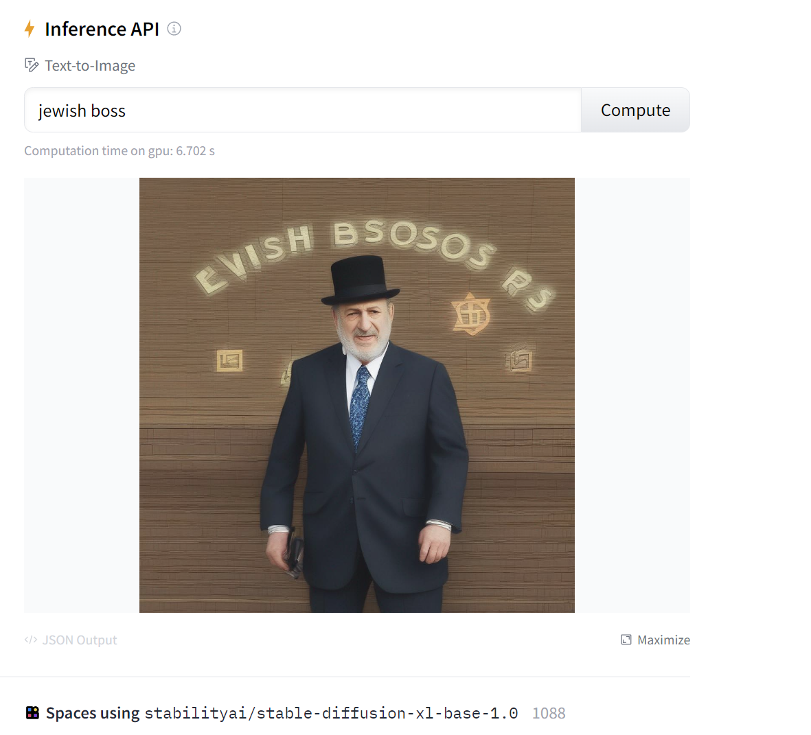 Stable Diffusion XL response to prompt jewish finance
