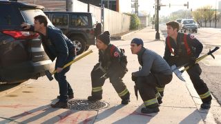 Fire Truck 81 rescue in scene from Chicago Fire Season 11