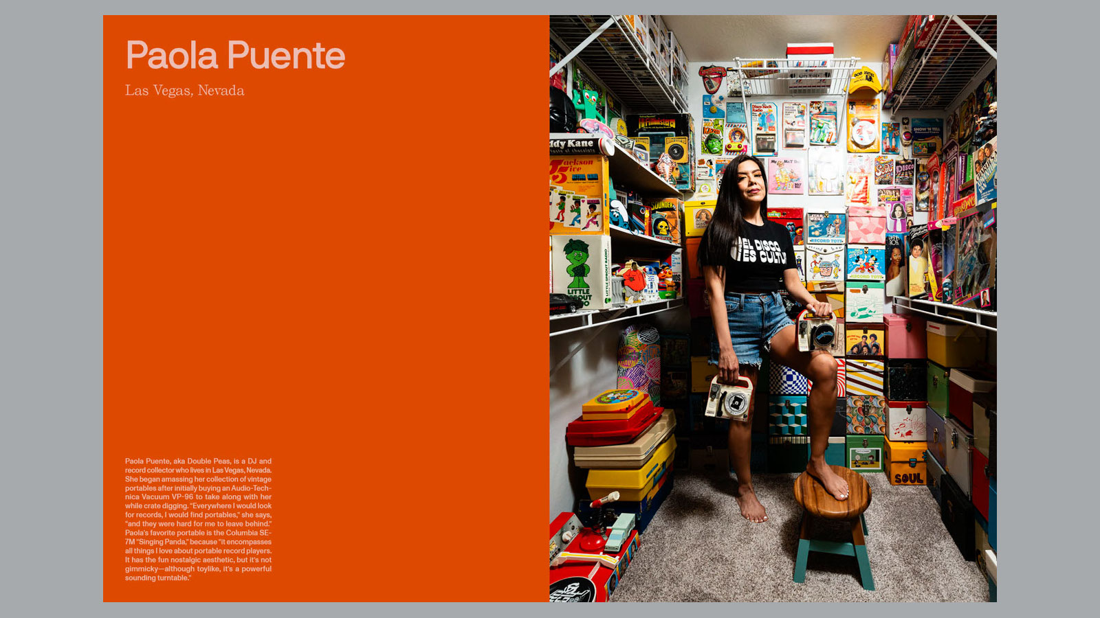 A spread from Portables: A Visual &amp;amp; Historical Exploration of 222 Vintage Portable Turntables