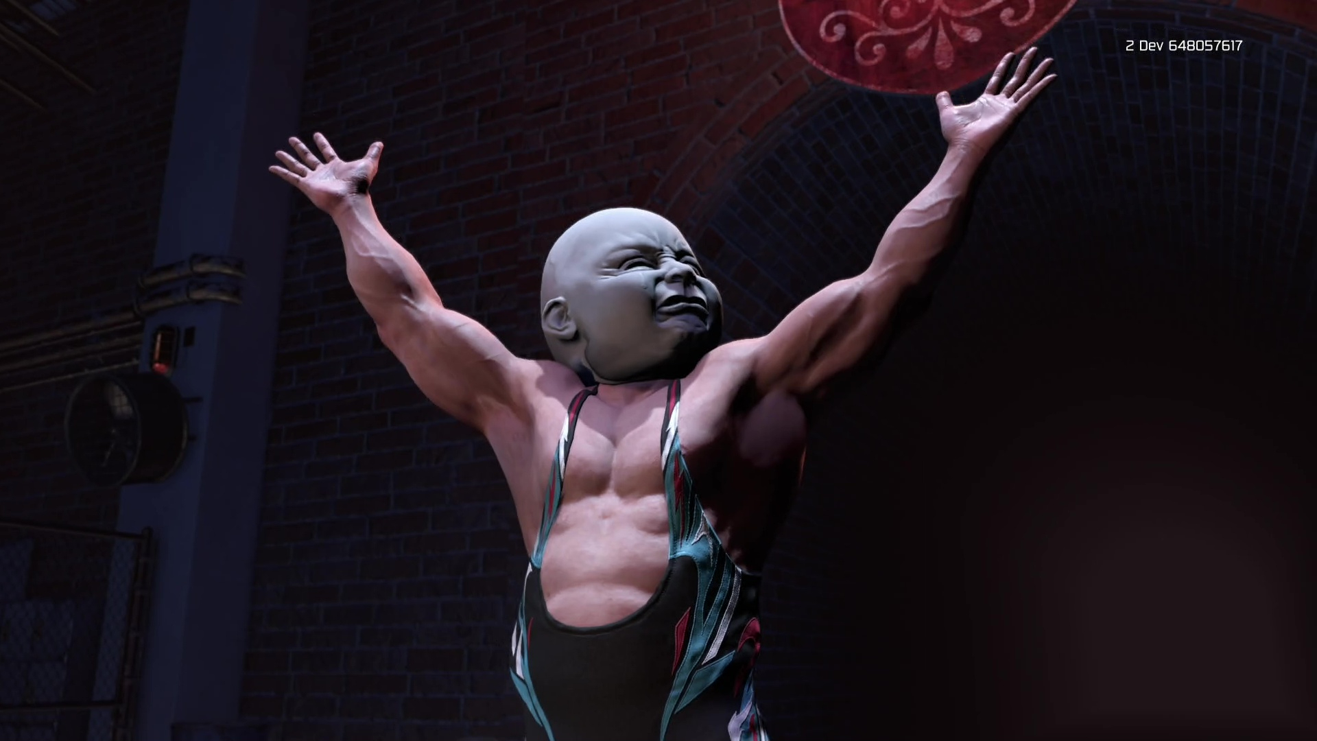 A screenshot of a literal baby-faced wrestler in upcoming wrestling game WWE 2K26