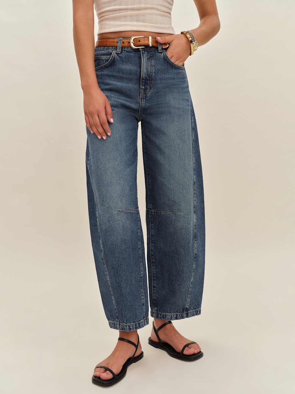 Tyler Mid Rise Barrel Jeans