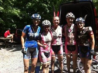 Muddy girls after stage 4