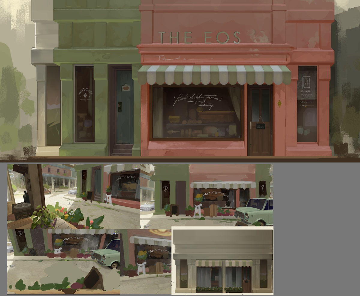 The Star Named EOS concept art featuring a cafe