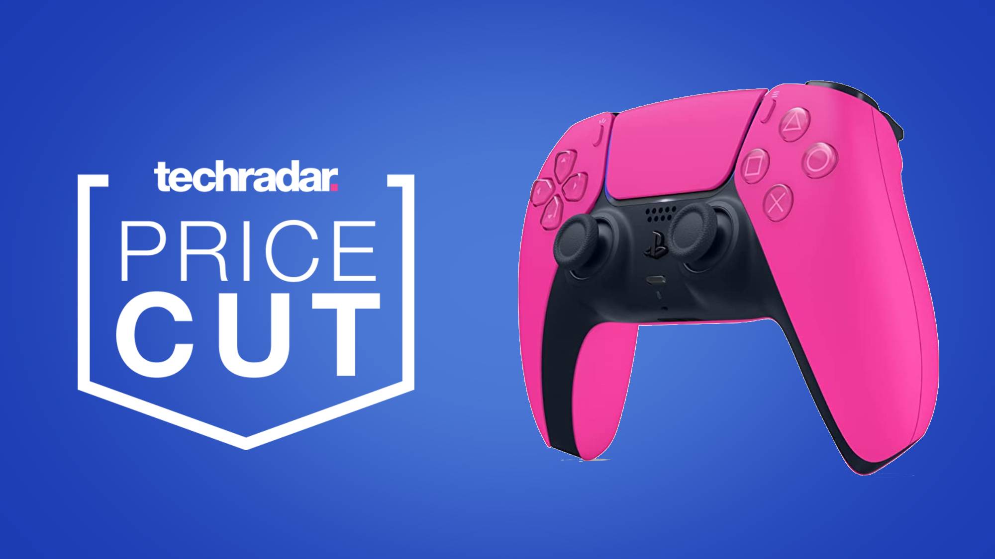 Pink DualSense next to a Price Cuts deal