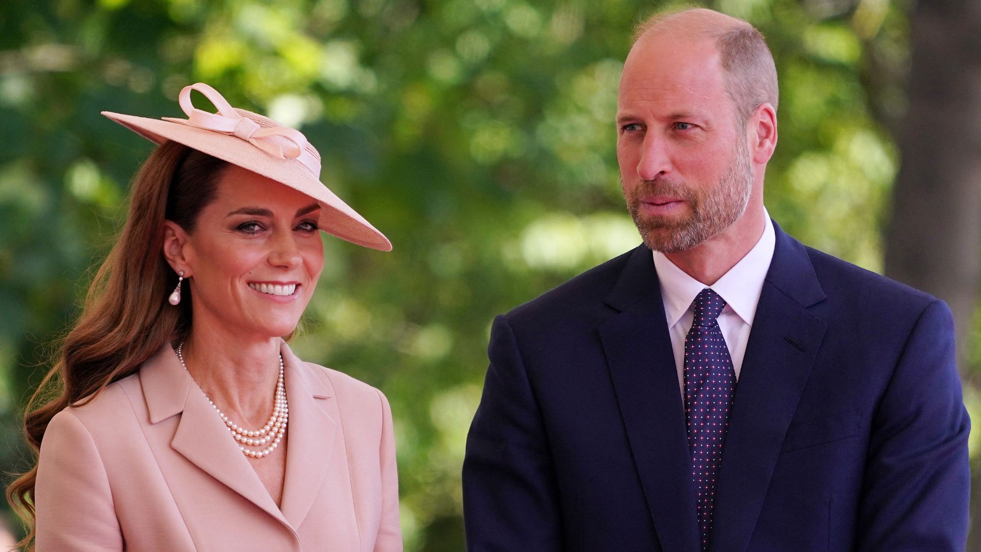 The Prince and Princess of Wales attend a ceremonial welcome at Windsor Castle for President Emmanuel Macron