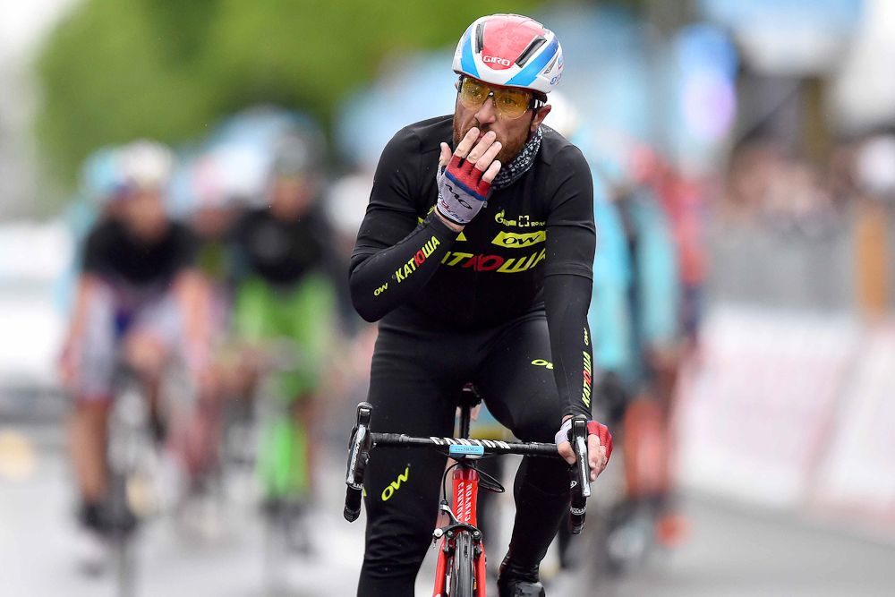 Luca Paolini got a late flat.