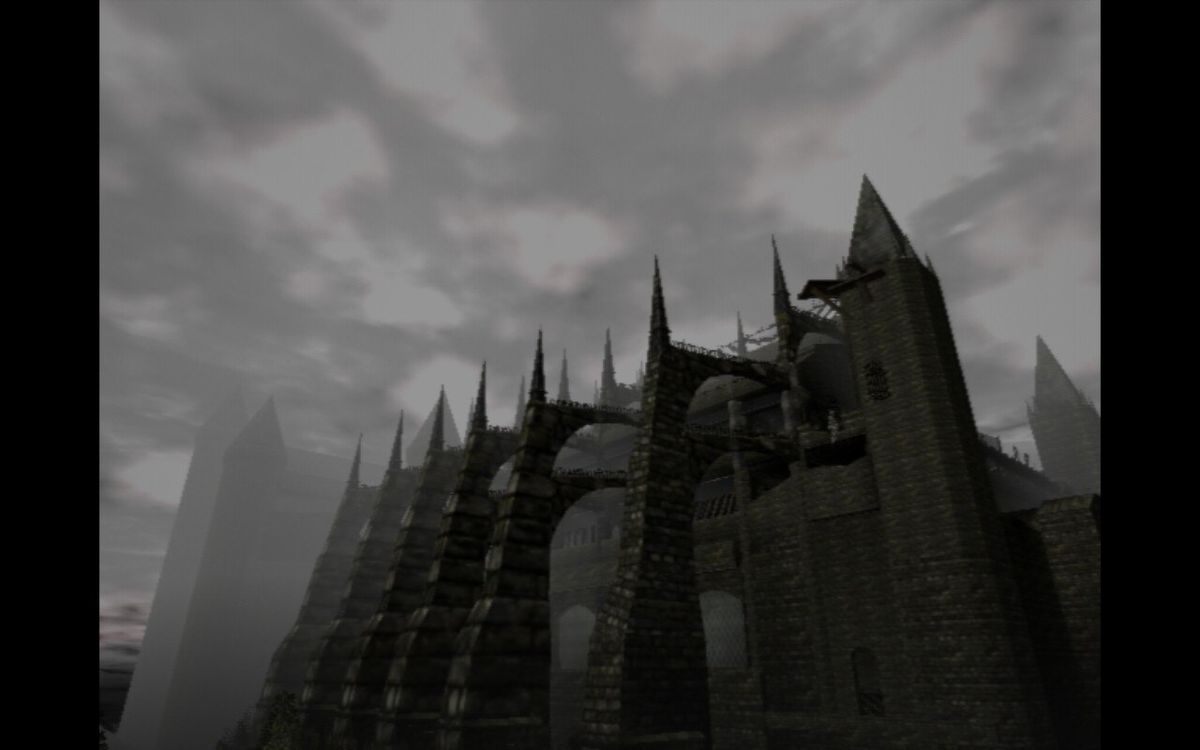 Prison of Husks screenshot showing forboding cathedral