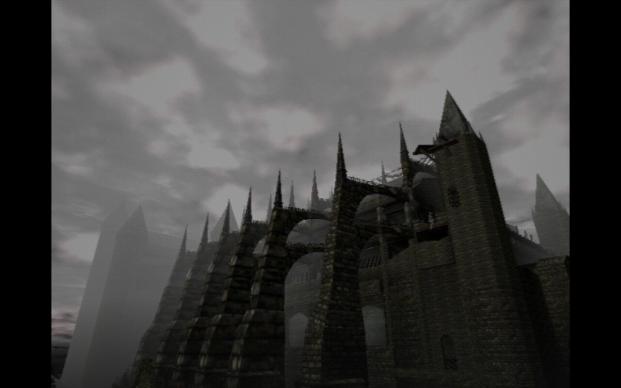 Prison of Husks screenshot showing forboding cathedral