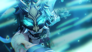 Genshin Impact Xiao in demon mask