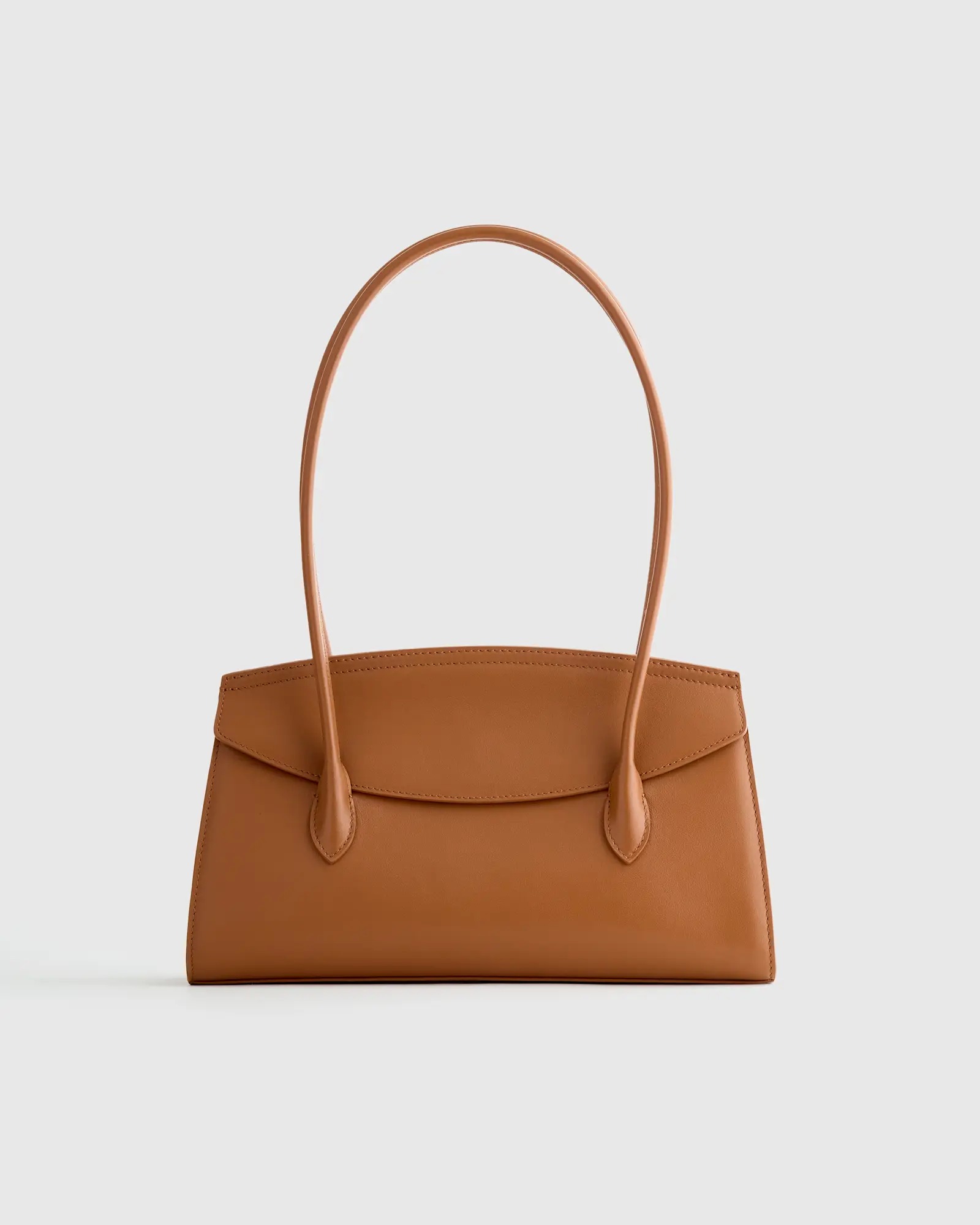 Quince, Italian Leather Double Strap Shoulder Bag in Cognac