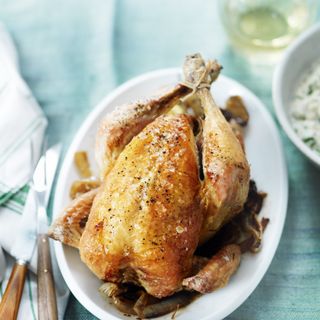 Lemon Chicken with Goats' Cheese and Celeric Mash