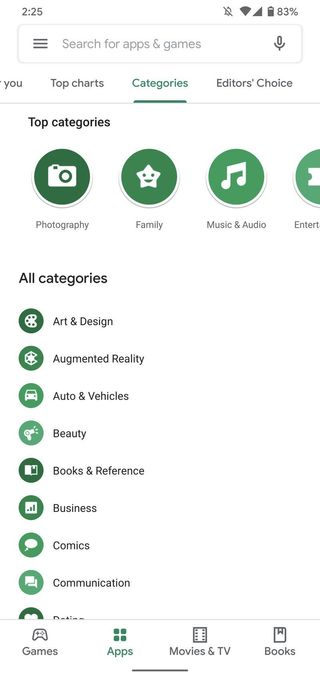 Play Store Categories
