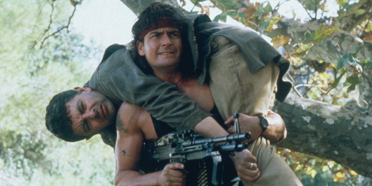 Rowan Atkinson and Charlie Sheen in Hot Shots! Part Deux