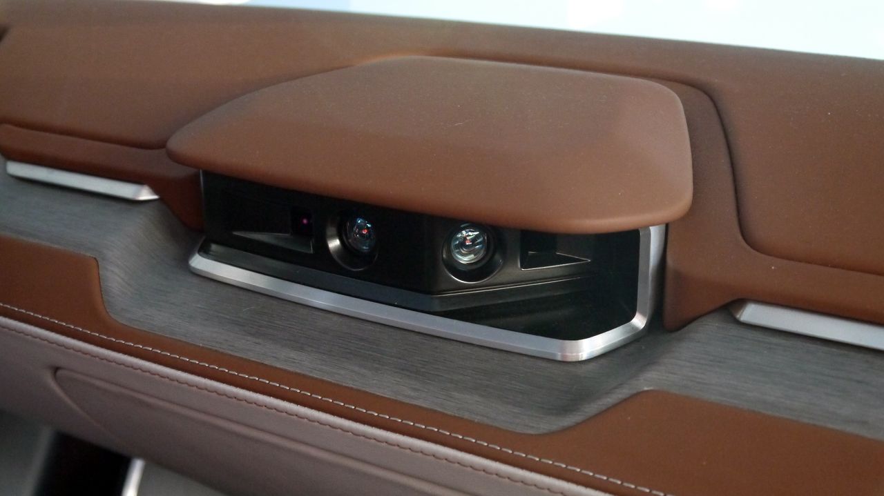 The gesture control cameras are mounted on the front of the dash