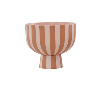 Striped pedestal bowl