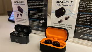 Noble Audio's Falcon Max and Fokus Triumph IEMS being demoed with xMEMS Cowell drivers.