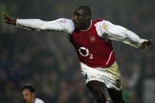 Sol Campbell celebrates after scoring for Arsenal against Middlesbrough in December 2002.