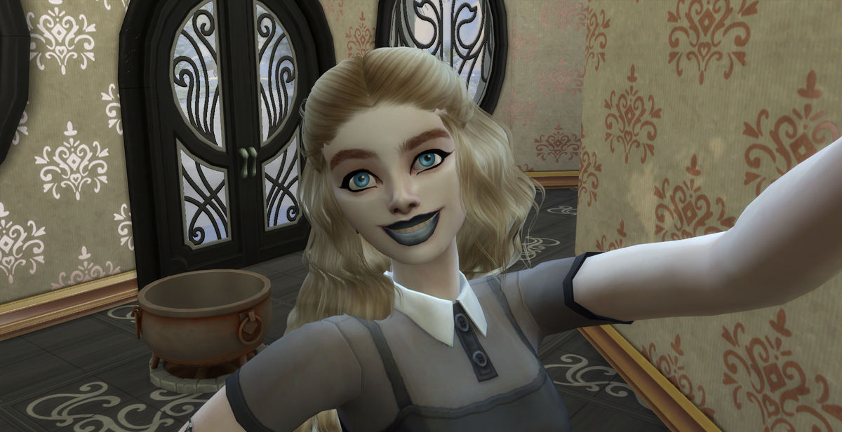 A screenshot of Stevie&#039;s Halloween character in The Sims 4.