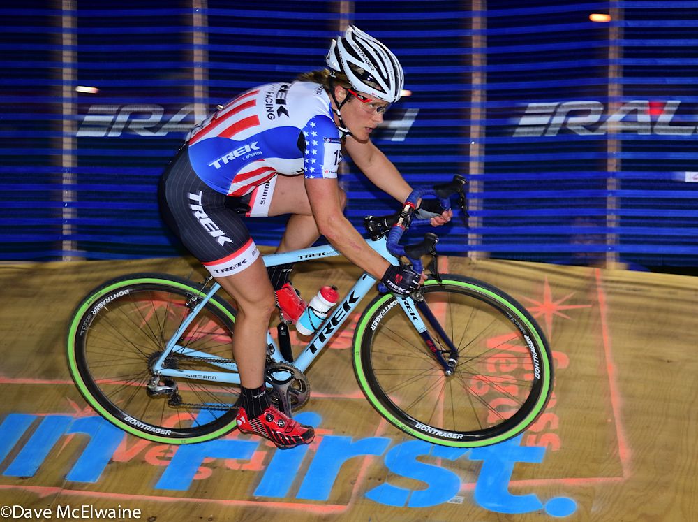 Katie Compton (Trek) who was battling illness, struggled to stay with the leaders