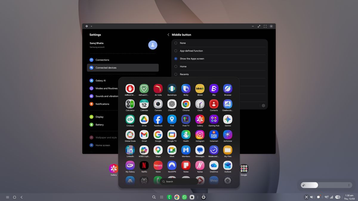 Samsung DeX on Galaxy S26 Ultra screenshots