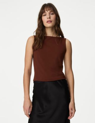 M&S Collection, Cotton Rich Slash Neck Vest