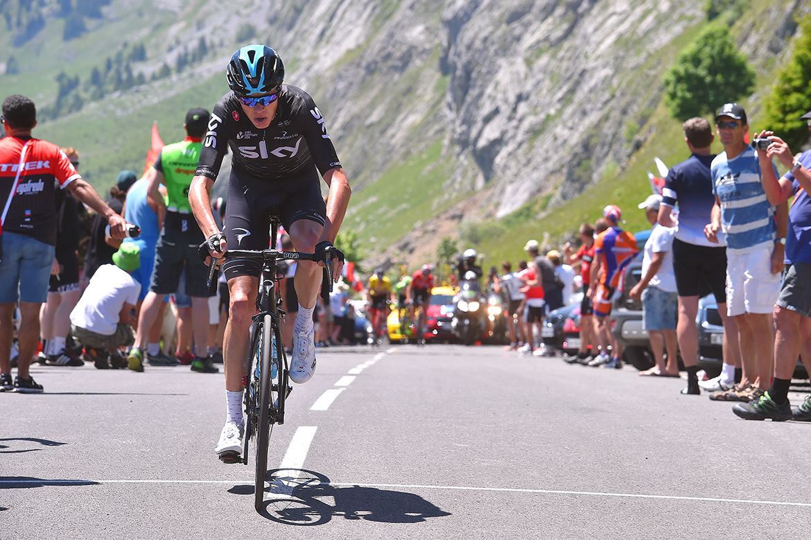 Chris Froome puts in an attack on the final stage of the Crit&eacute;rium du Dauphin&eacute;.