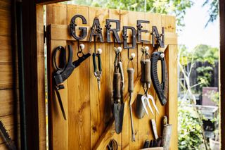 shed storage ideas: hanging tools
