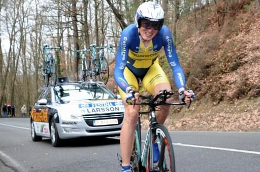 Gustav Erik Larsson (Vacansoleil-DCM Pro Cycling) on his way to winning the opening stage at the 2012 Paris-Nice