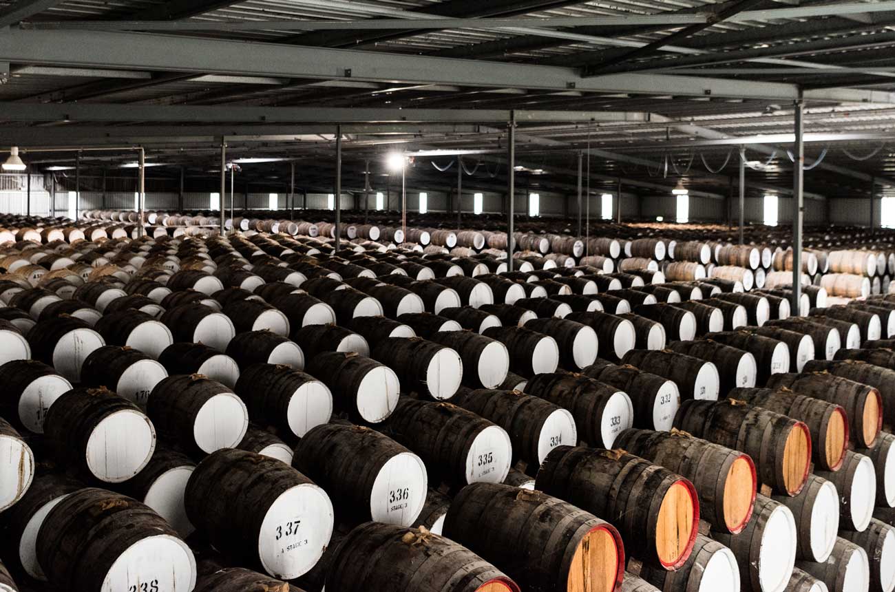 Barrels in the Penfolds barrel hall