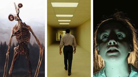 Three horror illustrations or screengrabs.
