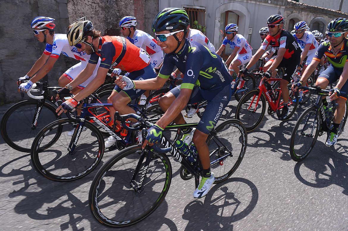 Nairo Quintana in the pack on stage 5 of the Giro d'Italia