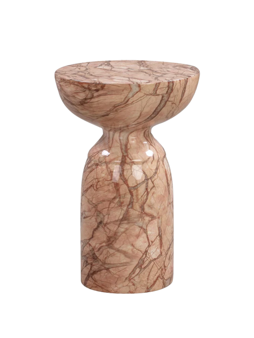 Rue Faux Marble Indoor/Outdoor Round Side Table
