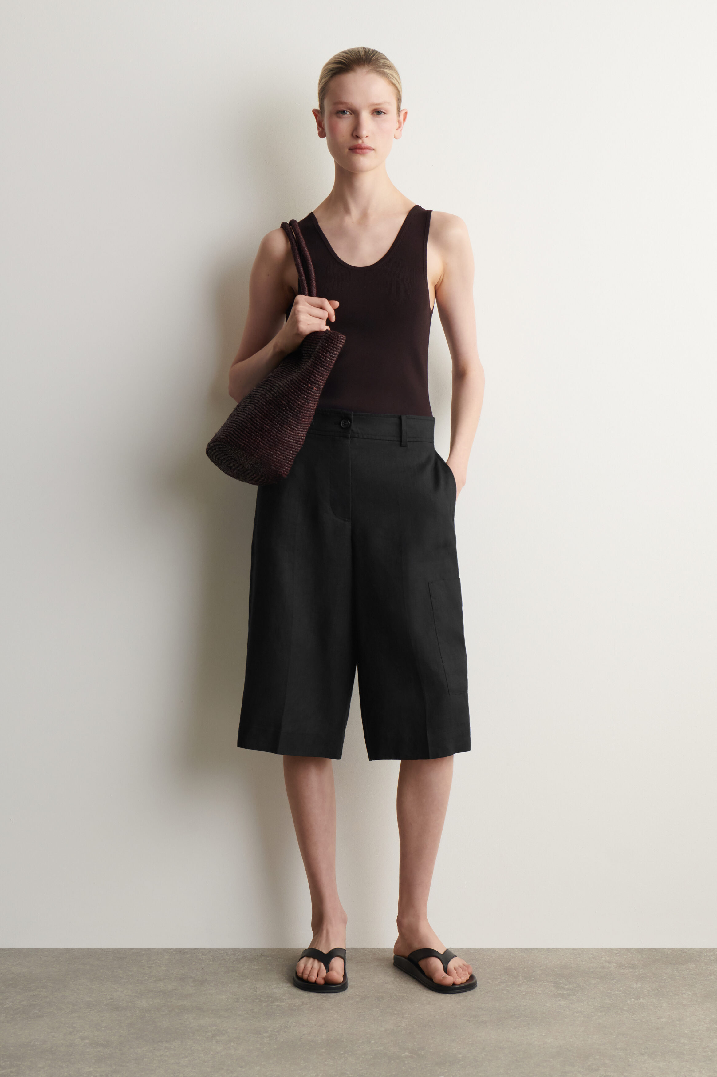 Linen Utility Bermuda Shorts